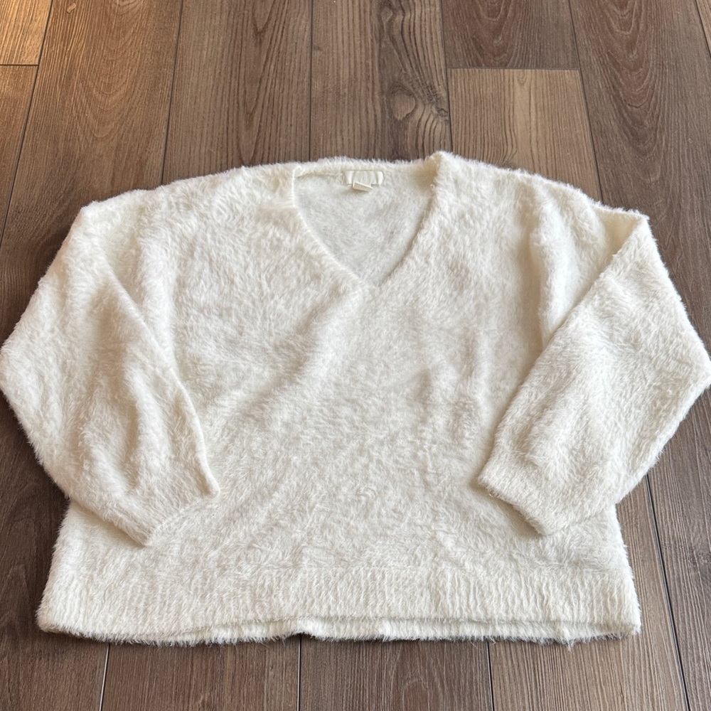 *H&M Soft White V-Neck Sweater